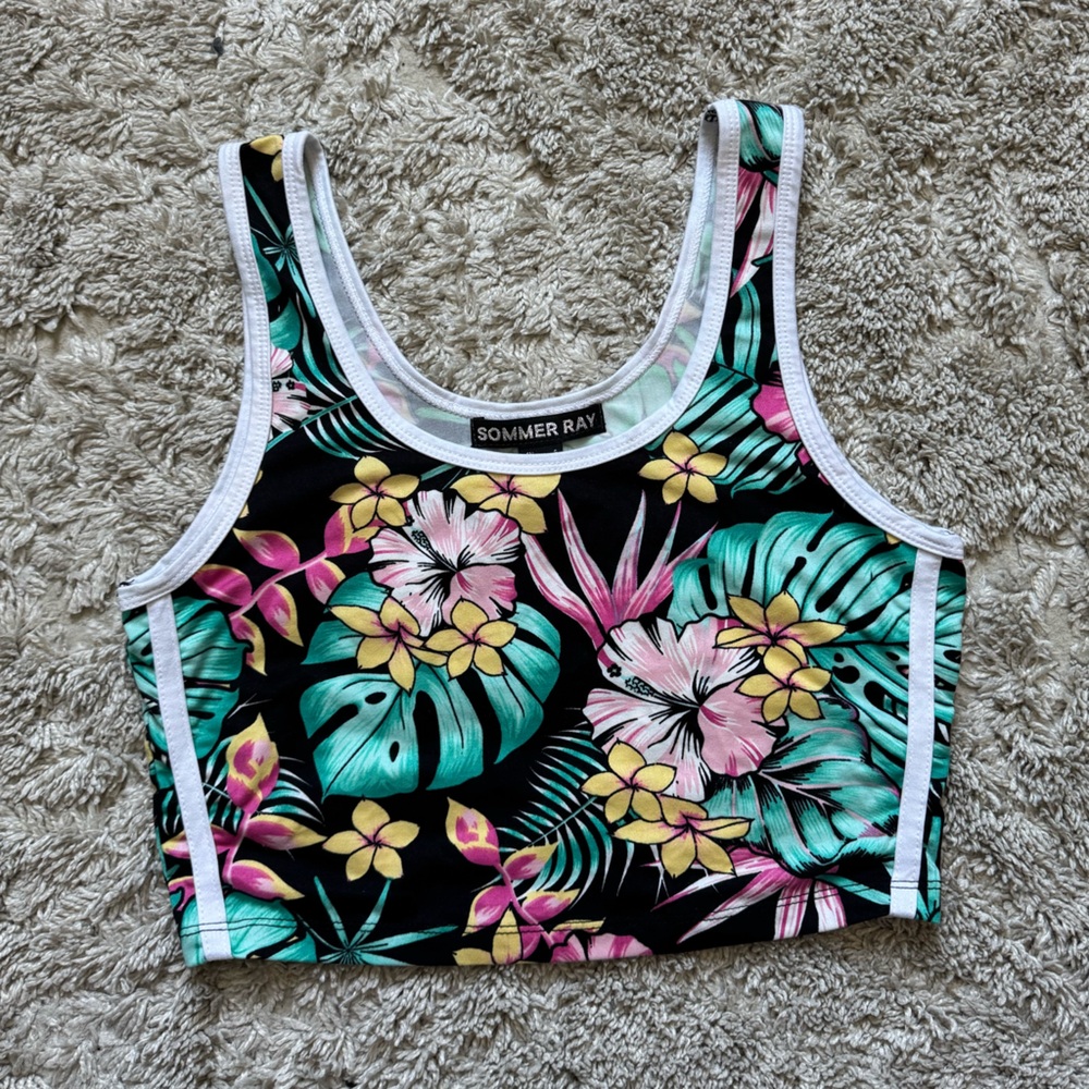 Sommer Ray Cropped Tropical Tank Top